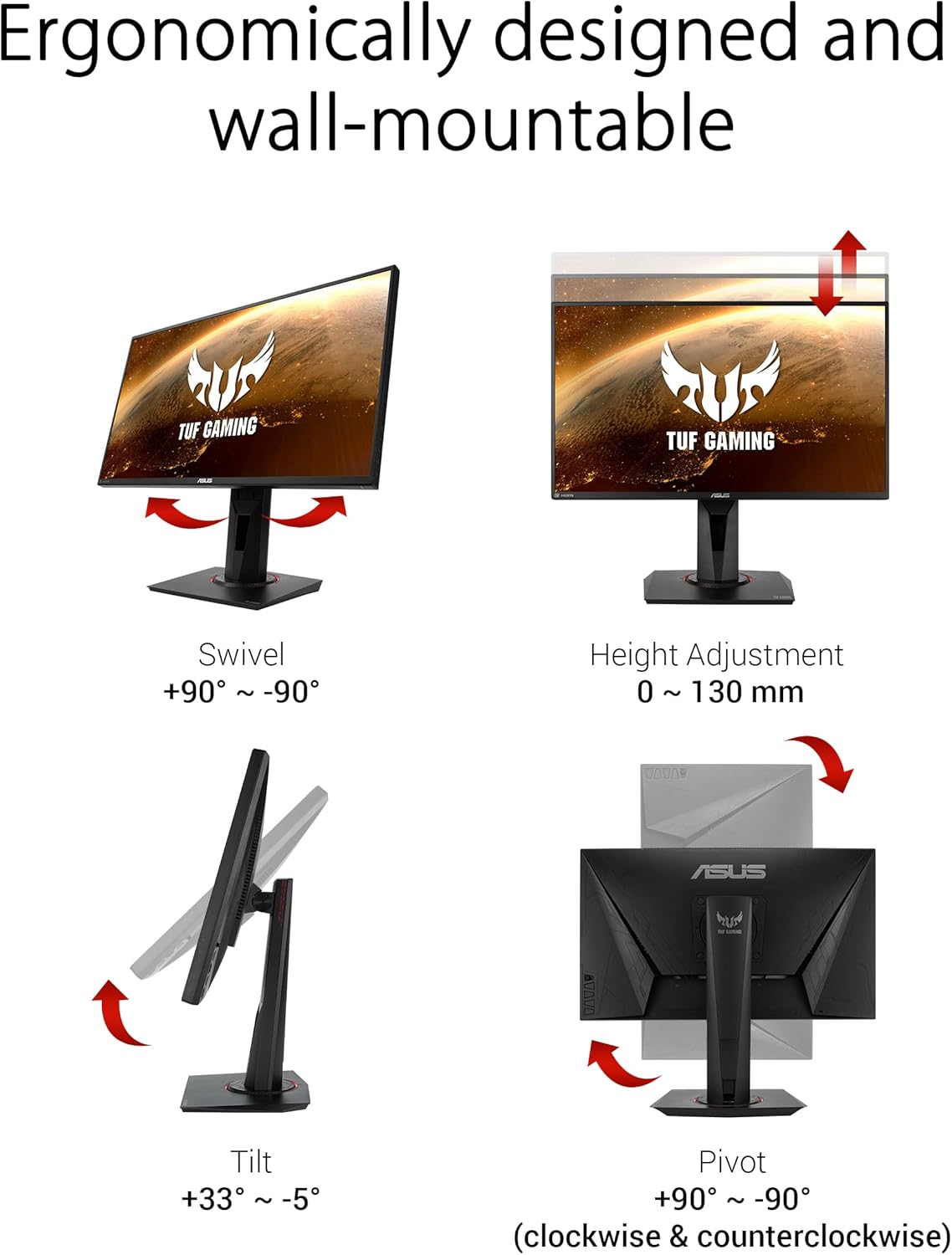 مانیتور استوک ایسوس 24 اینچ مدل ASUS TUF Gaming VG258QM