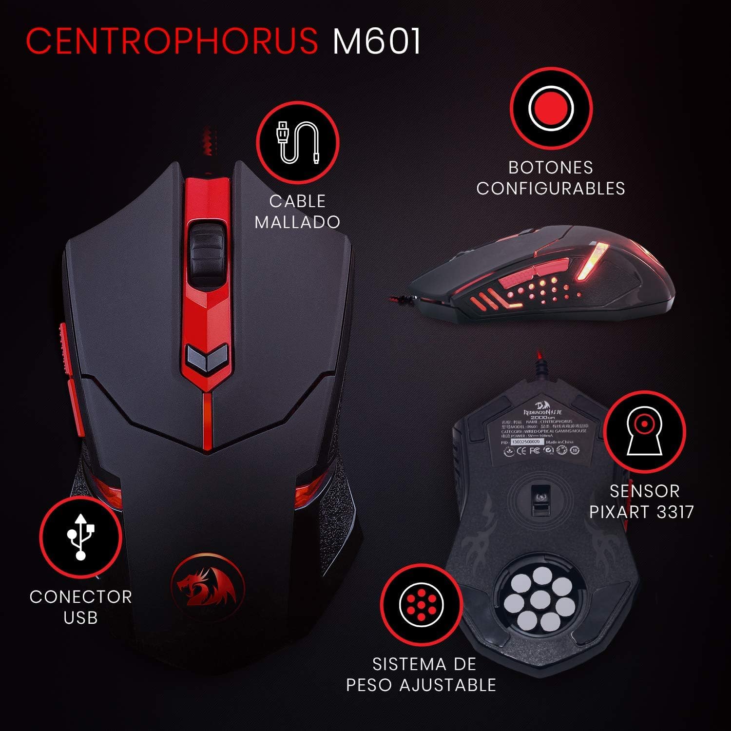 موس گیمینگ استوک Redragon M601